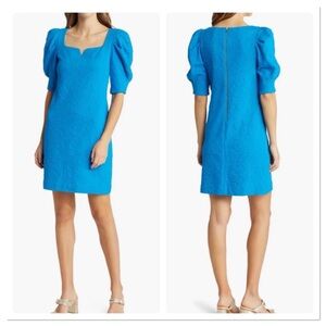Lilly Pulitzer Feona Puff Sleeve Dress Teal Bay Sz M